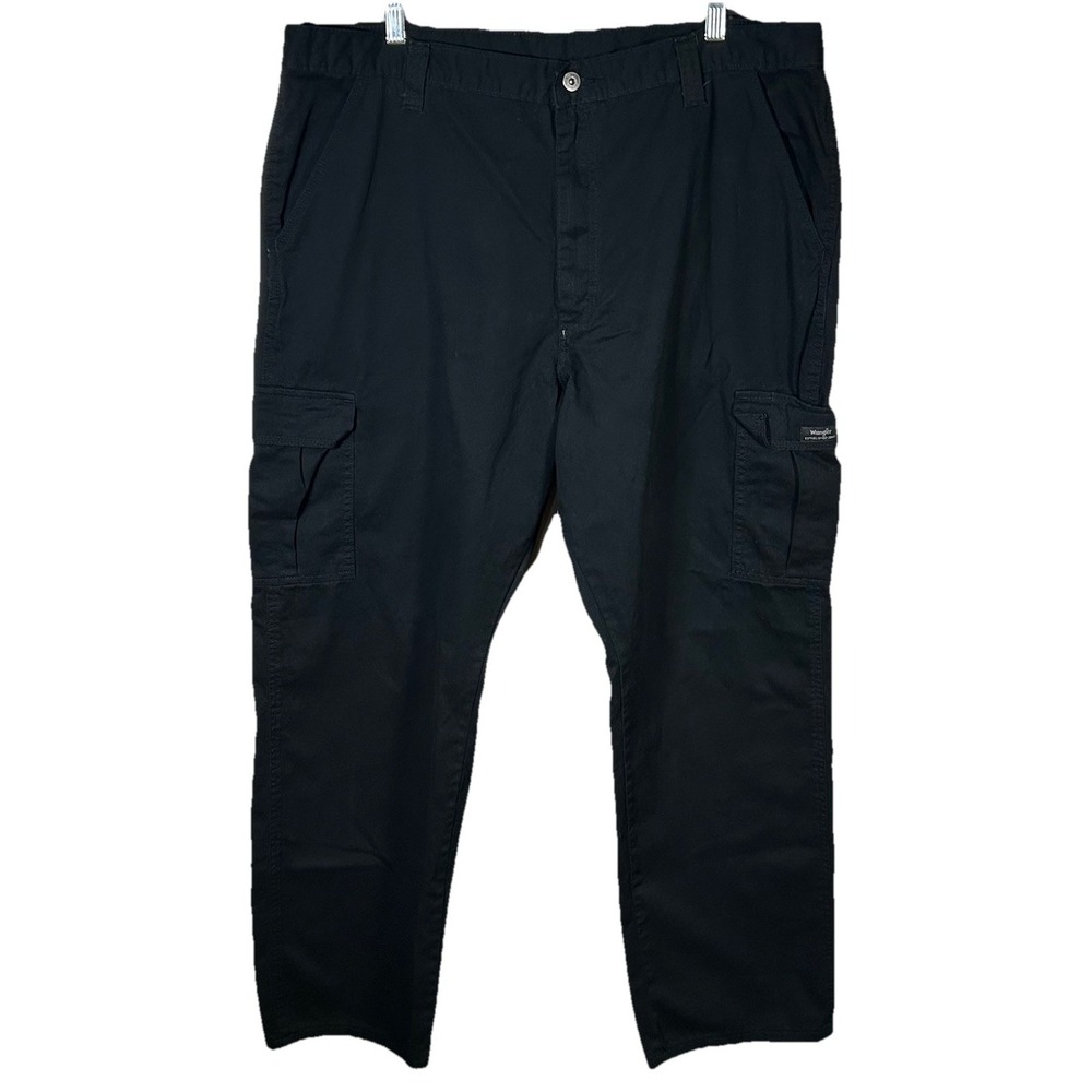 Wrangler Mens Cargo Pants Black Size 40x32 Straight 100% Cotton - Picture 1 of 10